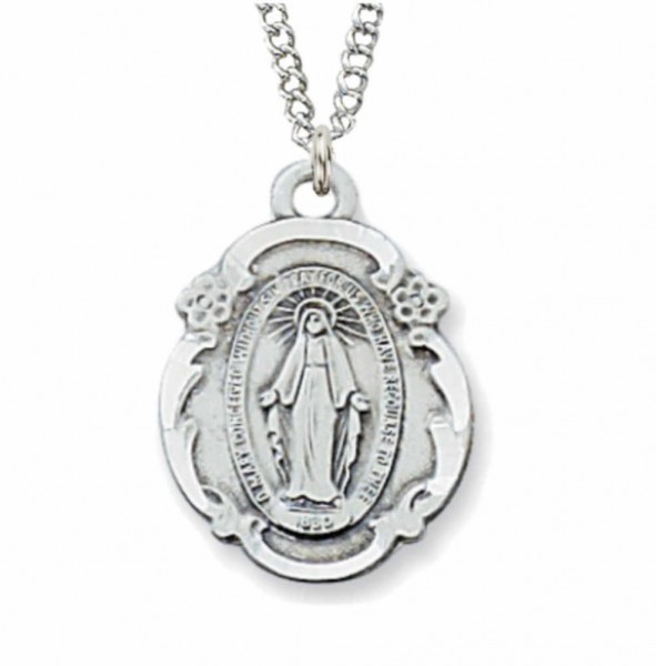 Women's Teardrop Miraculous Medal Necklace - Sterling Silver