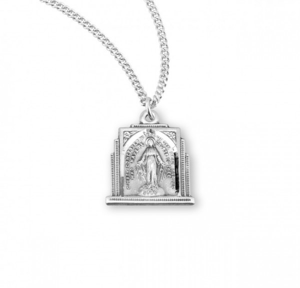 Women's Tiered Border Miraculous Medal - Sterling Silver