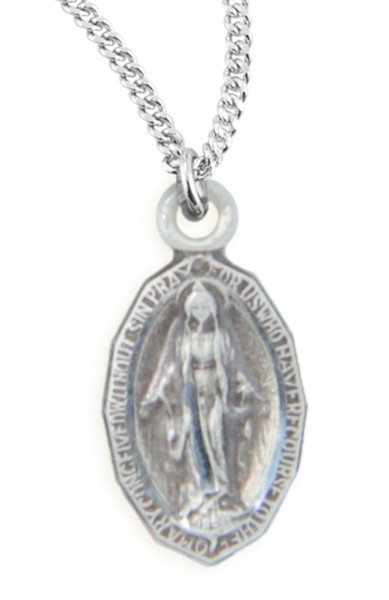 Child Oval Pointed Edge Miraculous Pendant - Sterling Silver