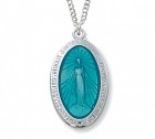 Women's Blue Enamel Oval Miraculous Medal
