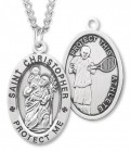Men's St. Christopher Tennis Medal Sterling Silver