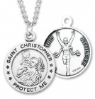 Men's St. Christopher Track Medal Sterling Silver