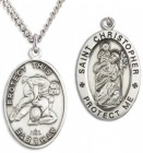 Men's St. Christopher Wrestling Medal Sterling Silver