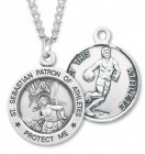 Men's Sterling Silver Round Saint Sebastian Basketball Medal