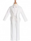 Boy's White Split Round Tail Tuxedo With Cummerbund And Bowtie