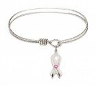 Cable Bangle Bracelet with a Cancer Awareness Charm