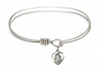 Cable Bangle Bracelet with a Guardian Angel Charm
