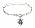 Cable Bangle Bracelet with a Heart Communion Charm