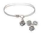 Cable Bangle Bracelet with a Rosebud Charm