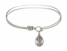 Cable Bangle Bracelet with a Saint Anthony of Padua Charm