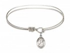 Cable Bangle Bracelet with a Saint Benjamin Charm