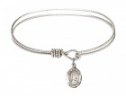 Cable Bangle Bracelet with a Saint Elizabeth of Hungary Charm
