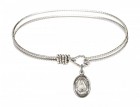 Cable Bangle Bracelet with a Saint Frances Cabrini Charm
