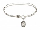 Cable Bangle Bracelet with a Saint Isidore the Farmer Charm