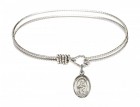 Cable Bangle Bracelet with a Saint Jane of Valois Charm