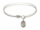 Cable Bangle Bracelet with a Saint Jason Charm