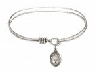 Cable Bangle Bracelet with a Saint John Baptist de la Salle Charm