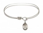 Cable Bangle Bracelet with a Saint Lillian Charm
