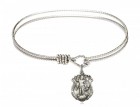 Cable Bangle Bracelet Saint Michael Shield Charm