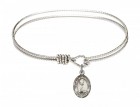 Cable Bangle Bracelet with a Saint Pio of Pietrelcina Charm