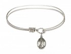 Cable Bangle Bracelet with a Saint Rocco Charm