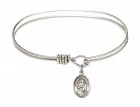 Cable Bangle Bracelet with a Saint Scholastica Charm