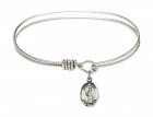 Cable Bangle Bracelet with a Saint Uriel the Archangel Charm