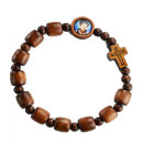 Carlo Acutis Square Brown Wood Rosary Bracelet 