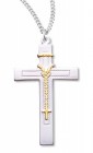 Cross Pendant Sterling Silver Two Tone
