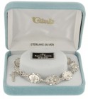 Eight Saints Sterling Silver Charm Bracelet with Crucifix