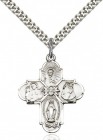Men's Budded Tip Floral Center Four-Way Medal