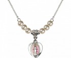 Girl's Miraculous Medal with Faux Pearl Necklace