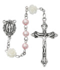 Girls Pink and Flower Rosary