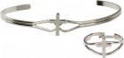 Girls Cross Bracelet and Ring Set Silver or Gold Plated