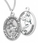 Girl's St. Sebastian Basketball Medal Sterling Silver