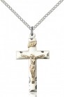 Women's Straight Edge Crucifix Medal Two Tone