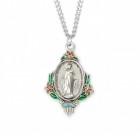 Hand-Painted Enamel Floral Accent Miraculous Medal
