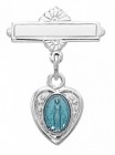 Heart Shaped Miraculous Baby Pin - Sterling Silver and Blue