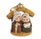 Holy Family Yarn People with Gold Accents Under Star