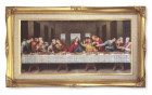 Last Supper by Davinci Gold-Leaf Frame with Linen Border Art