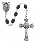Men's Classic Black Oval Wood Bead Rosary