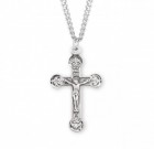 Men's Detailed Floret Tip Crucifix Necklace