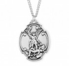 Men's Large Unique Saint Michael Wide Cross Shield Medal