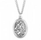 Men's Oval Saint Christopher Necklace