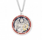 Men's Red and Blue Enamel Saint Michael Medal