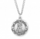 Men's Saint Michael Necklace with Scalloped Round Edge