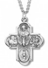 Men's Sterling Silver Rounded Edge 4 Way Necklace Dove Center