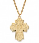 Men's Wide Tip Four-Way Medal Goldtone