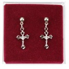 Open-Cut Crucifix Dangle Earrings