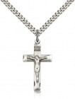 Women's Etched Border Crucifix Medal